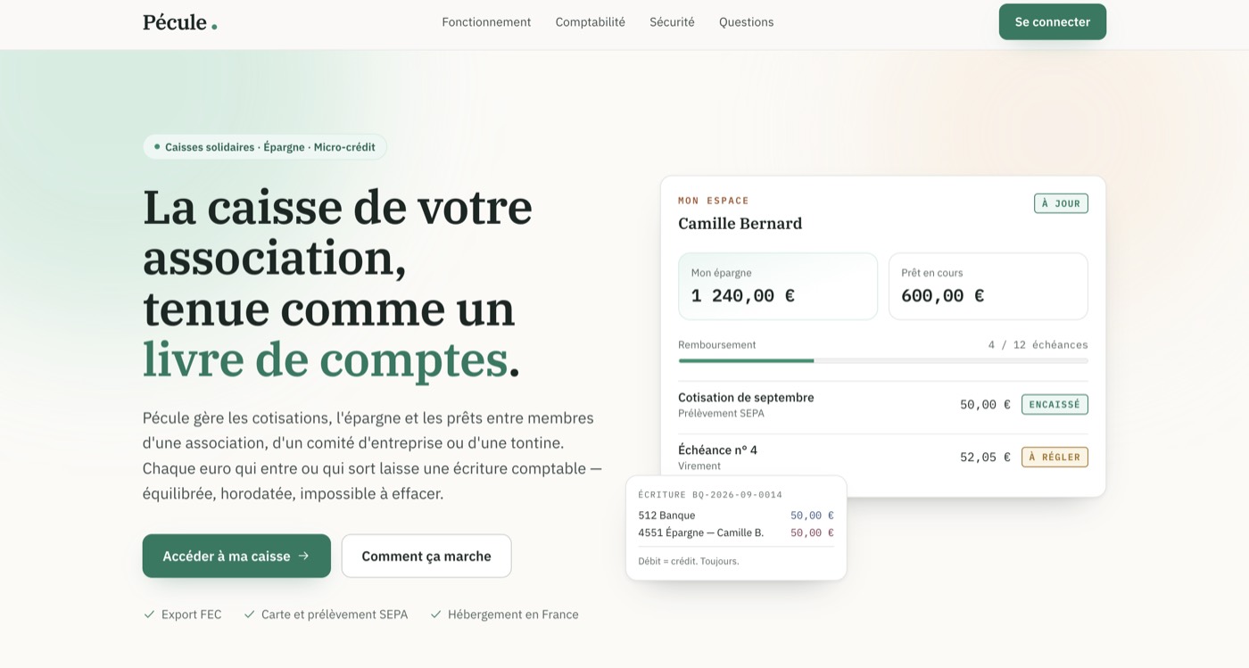 L'espace membre de Pécule
